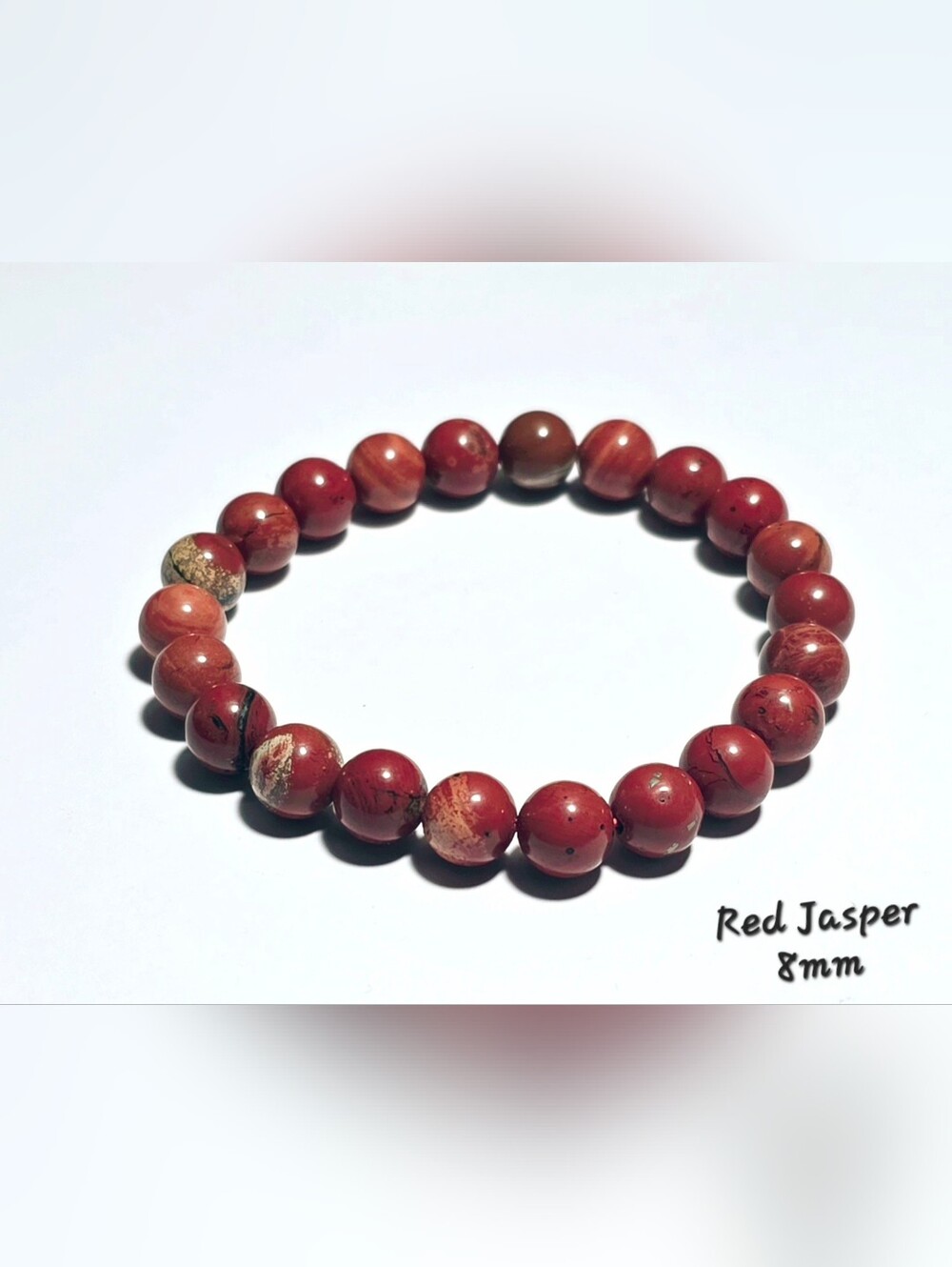 Red Jasper Beaded Stretch Bracelet | Natural Crystal Gemstones | 8mm Handmade